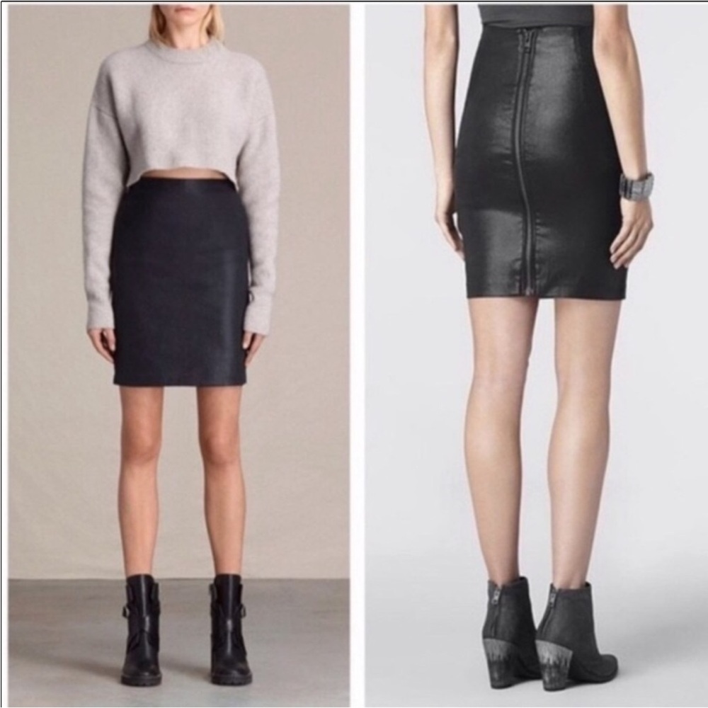 All Saints Metal Pencil Skirt Size 6 Black